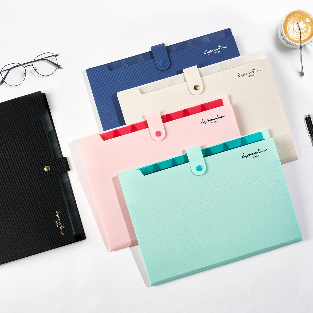 Sooez Accordion File Organizer, Expanding File Folder with Label, 5 Pockets