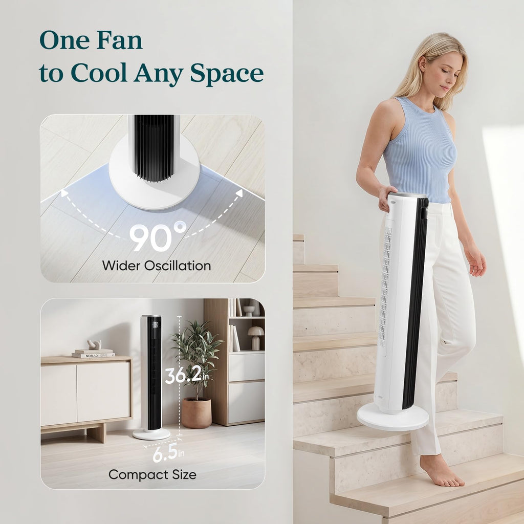 Levoit Tower Fan for Bedroom, Standing Fan with 36”-47” Adjustable Height