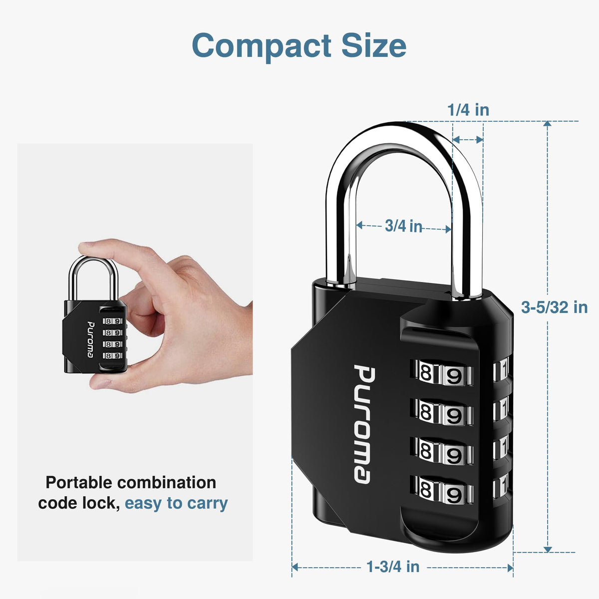 Puroma | 1 Combination Lock | 4 Digit Padlock | 2, 3, 4, & 10 Combo Packs