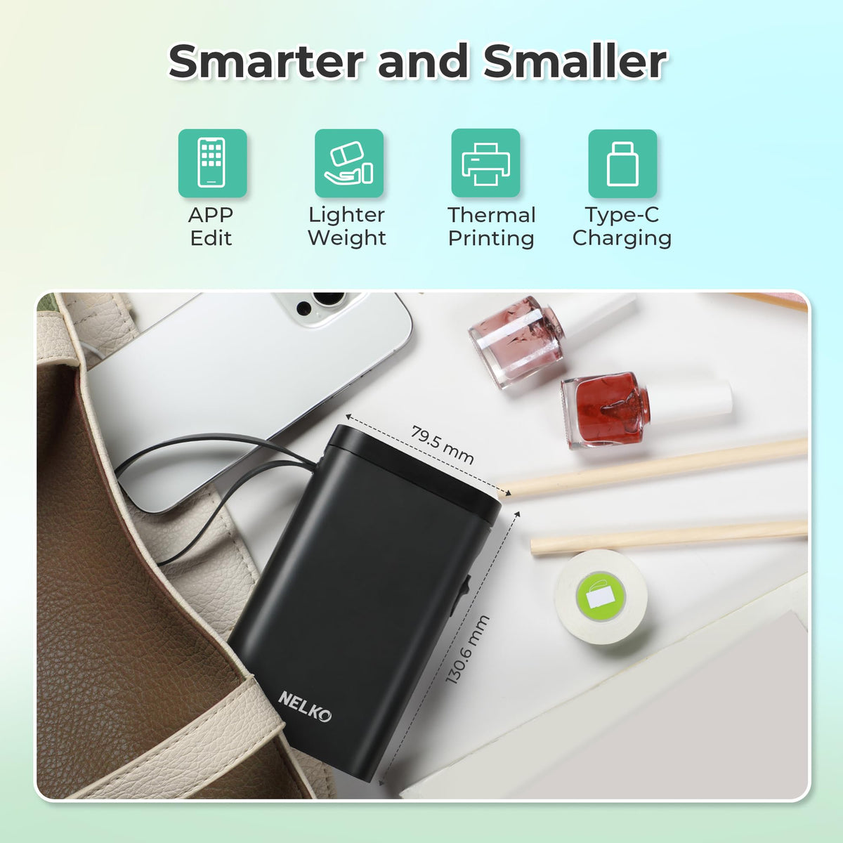 Nelko P21 Label Maker Machine with Tape, Bluetooth Label Printer, White