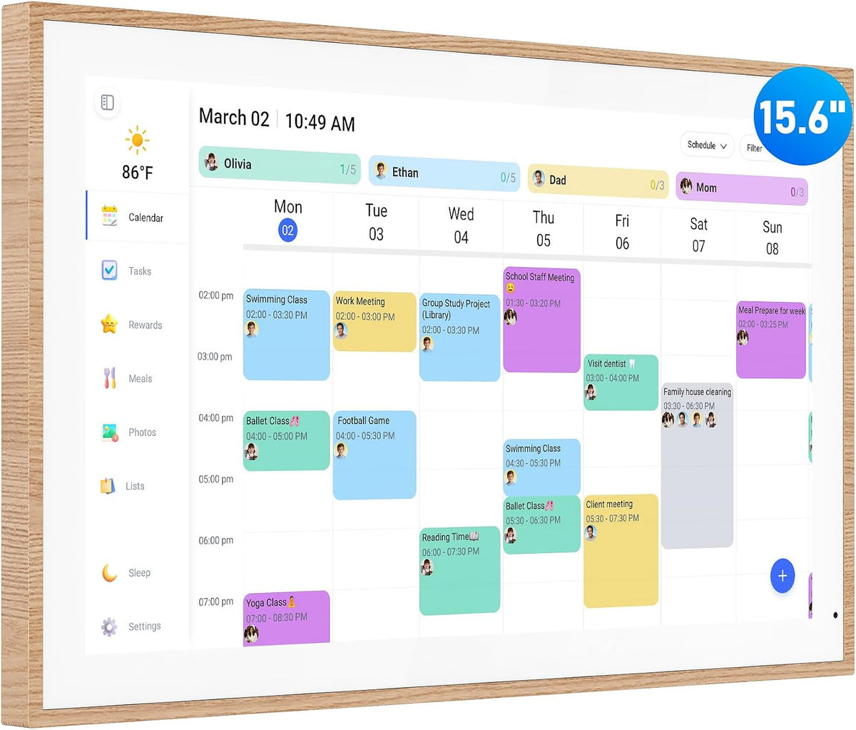 Digital Calendar, 15.6 Inch Smart Touchscreen Interactive Display