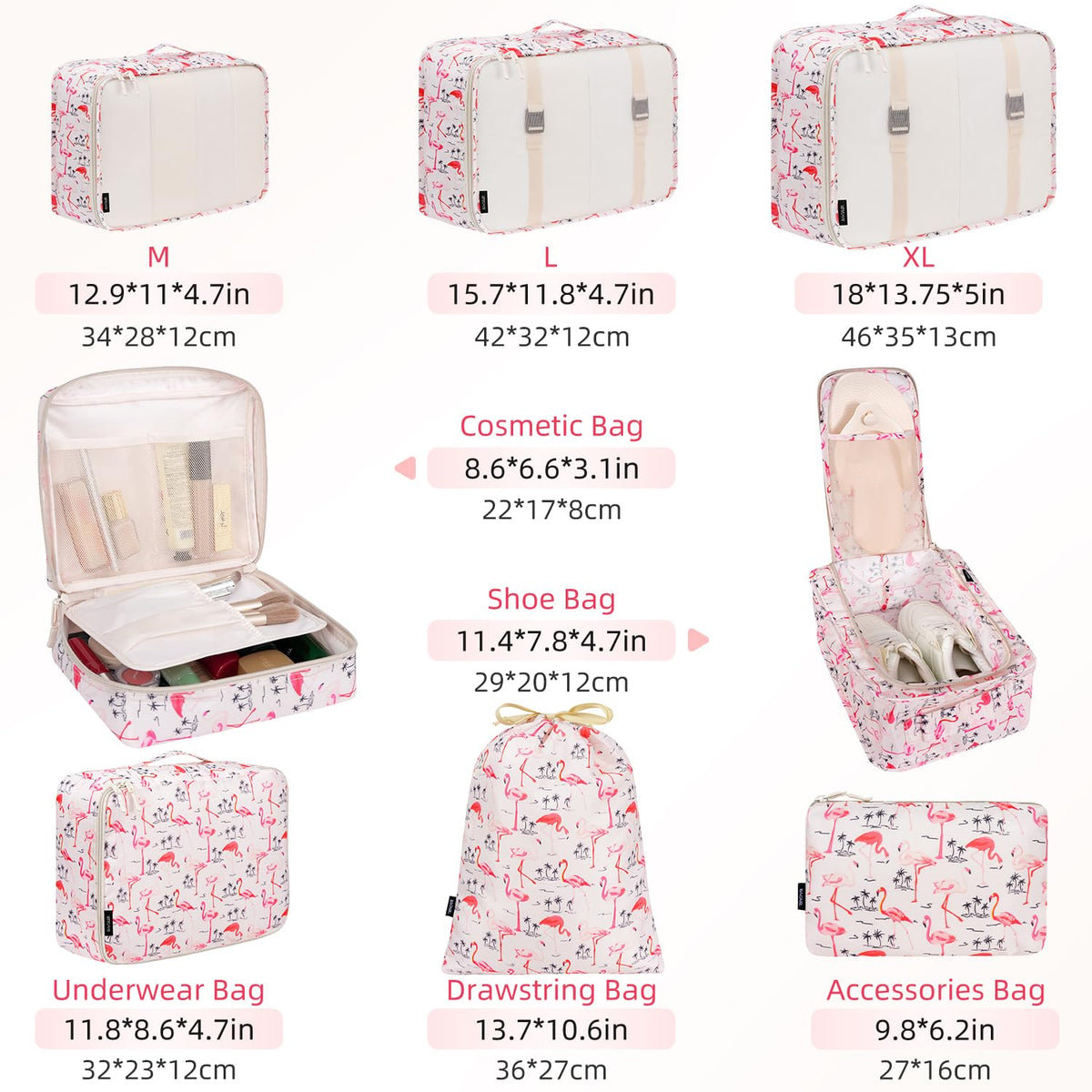 8 Set Packing Cubes Luggage Packing Organizers