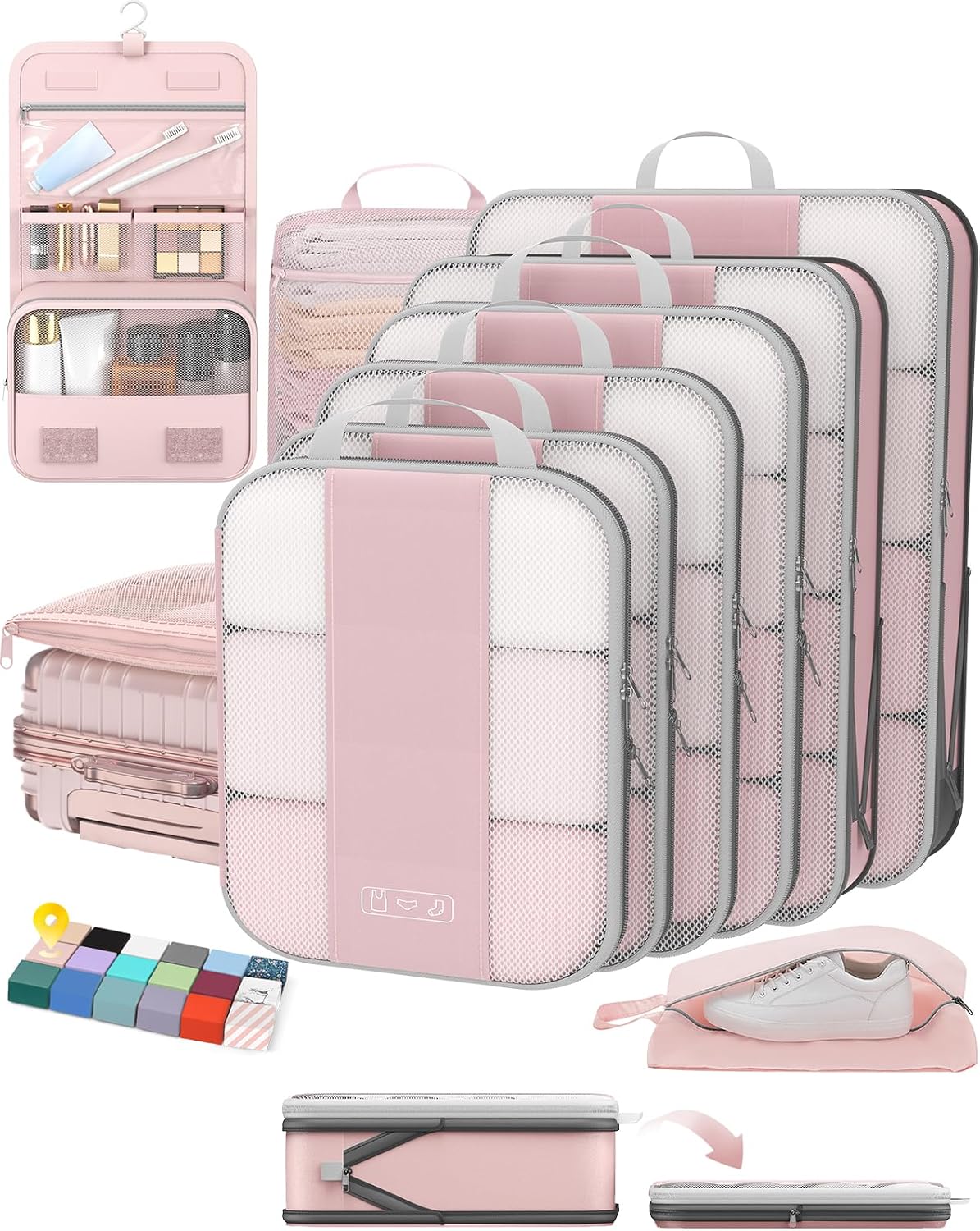 10 Set Compression Packing Cubes for Travel Essentials (Black)