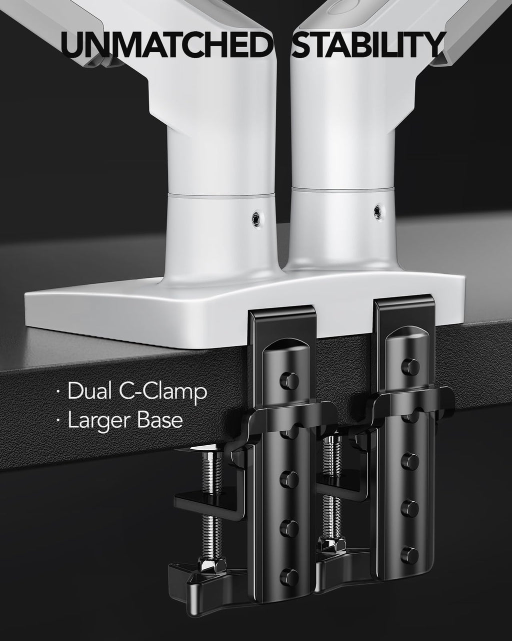 FlowLift™ Dual Monitor Stand, Fully Adjustable Gaming Desk Mount 13–32″ Screens,Each Arm Holds up to 19.8 lbs