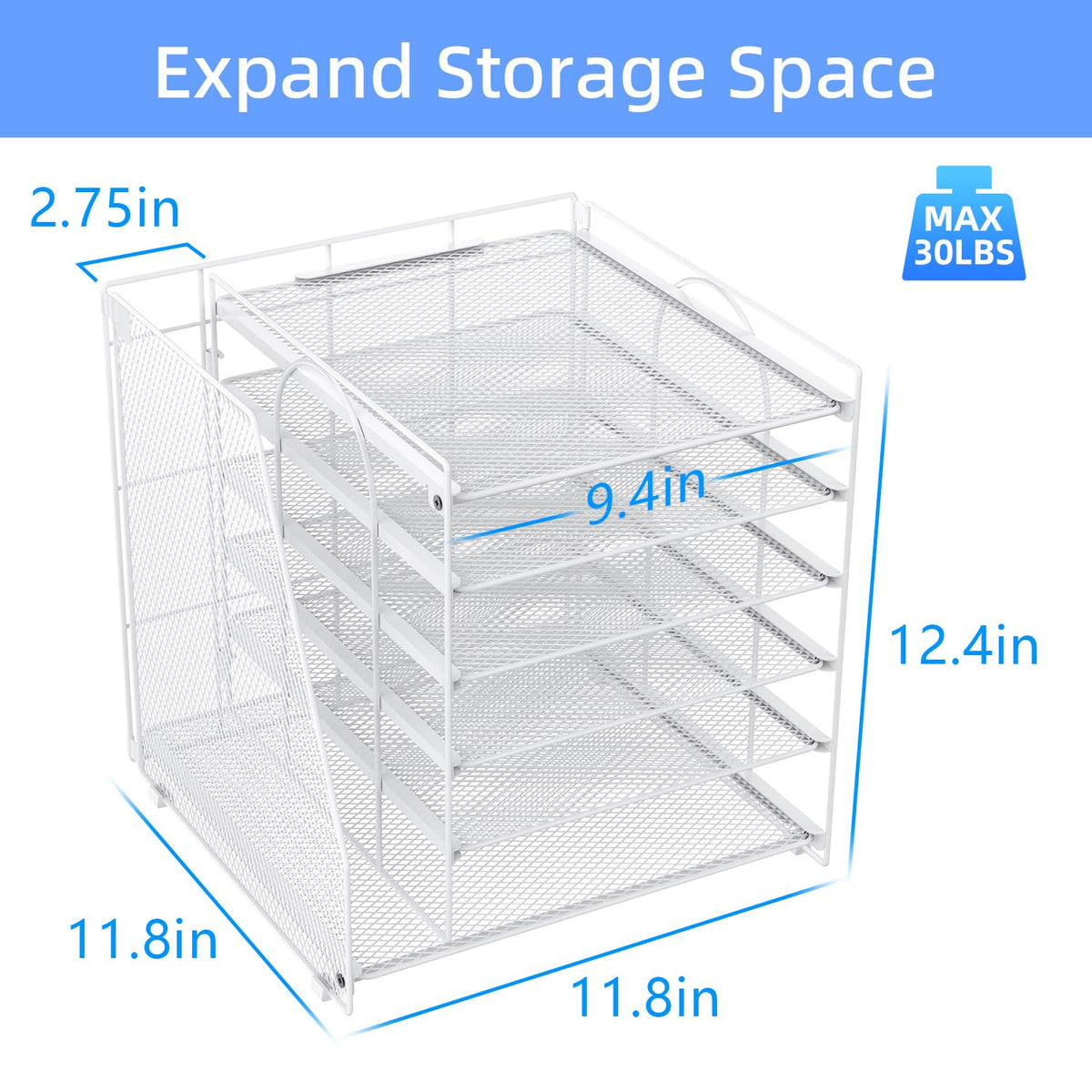 Paper Organizer With Magazine Holder | (Black, 4-Tier)