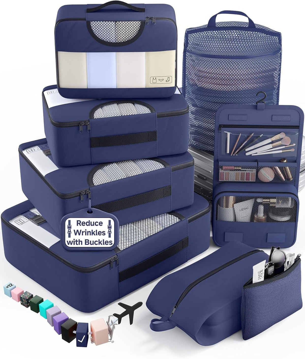 10 Set/8 Set Packing Cubes for Travel Essentials | Anti-Wrinkle Buckle