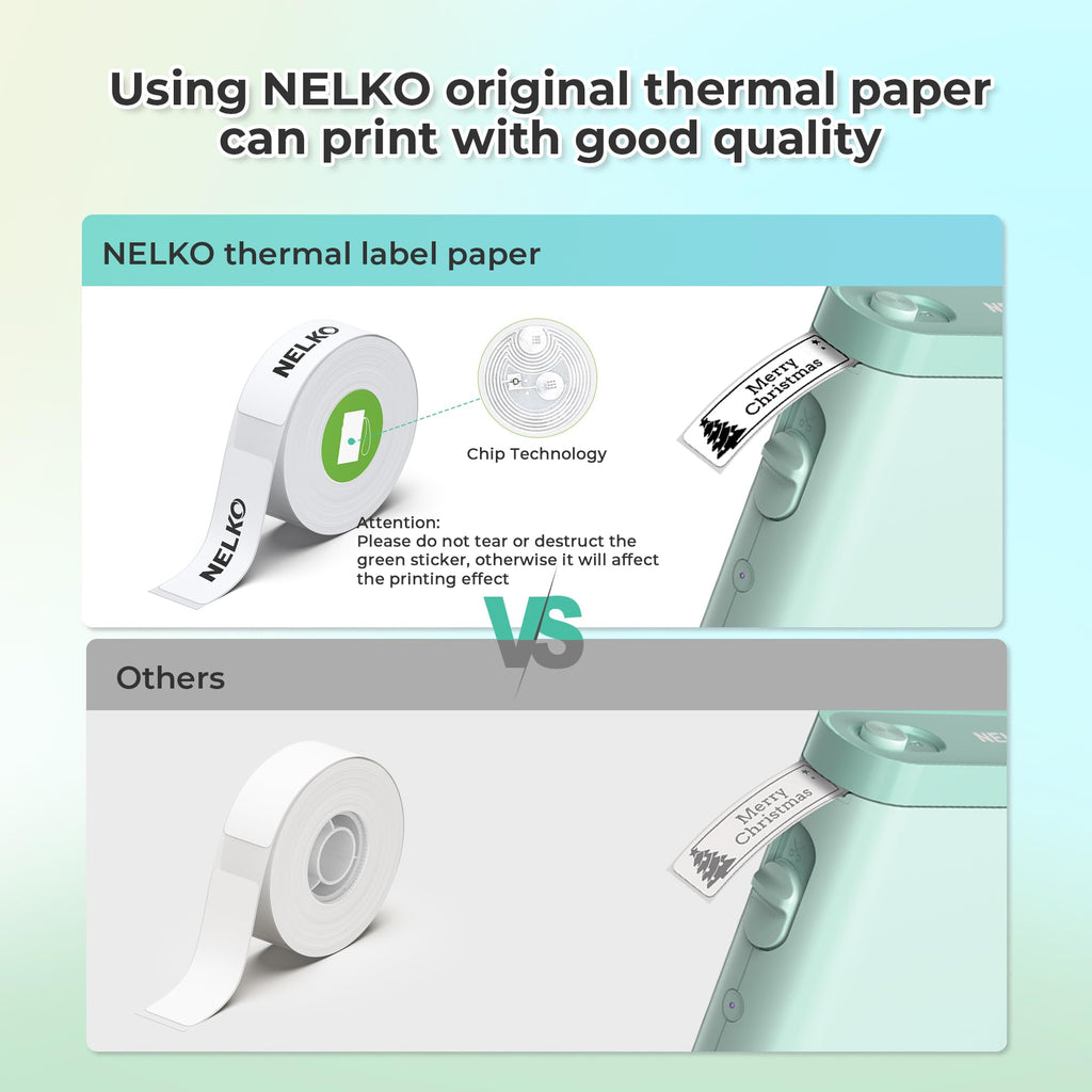 Nelko P21 Label Maker Machine with Tape, Bluetooth Label Printer, White