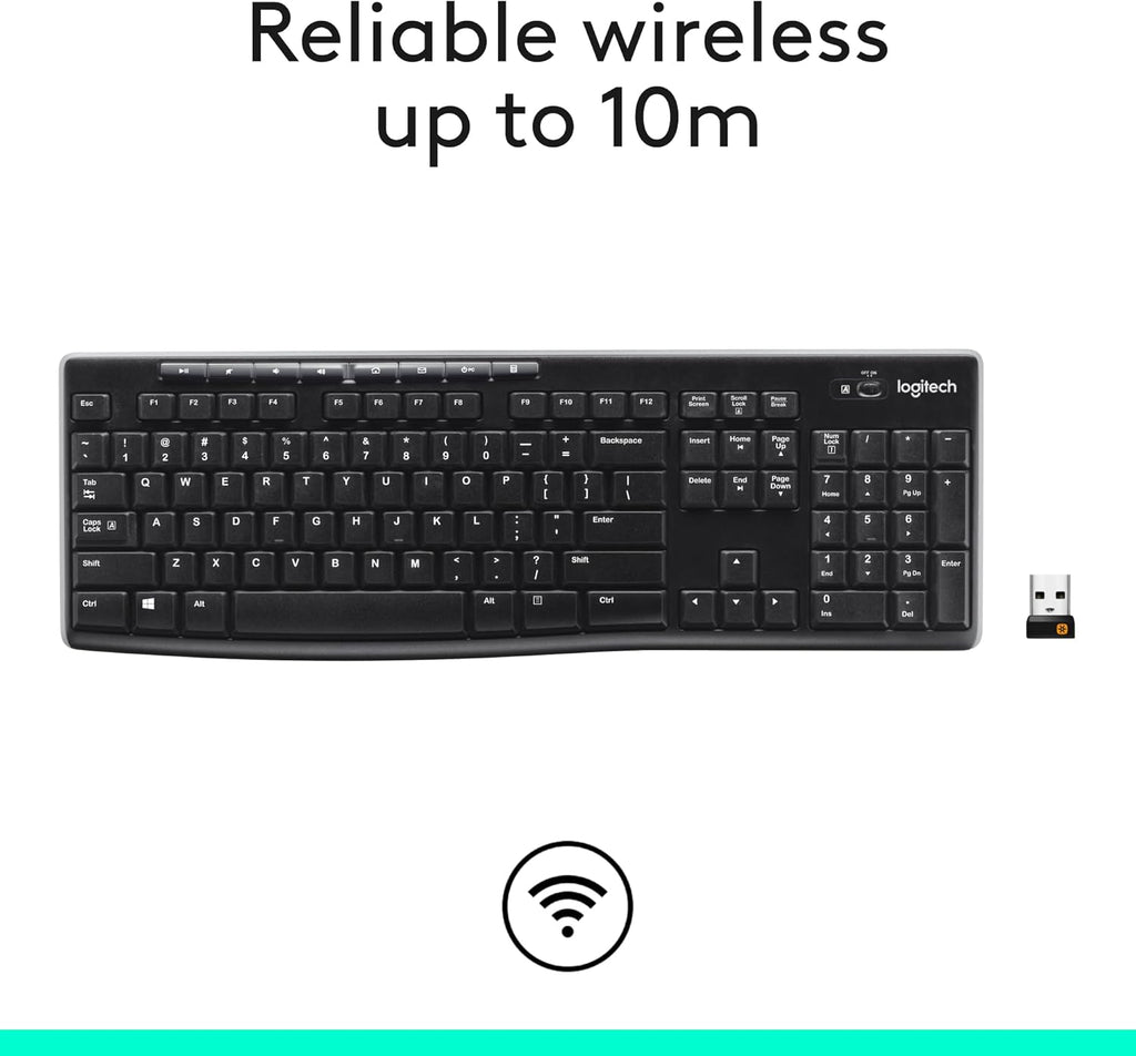 Logitech MK270 Full Size Wireless Keyboard and Mouse Combo