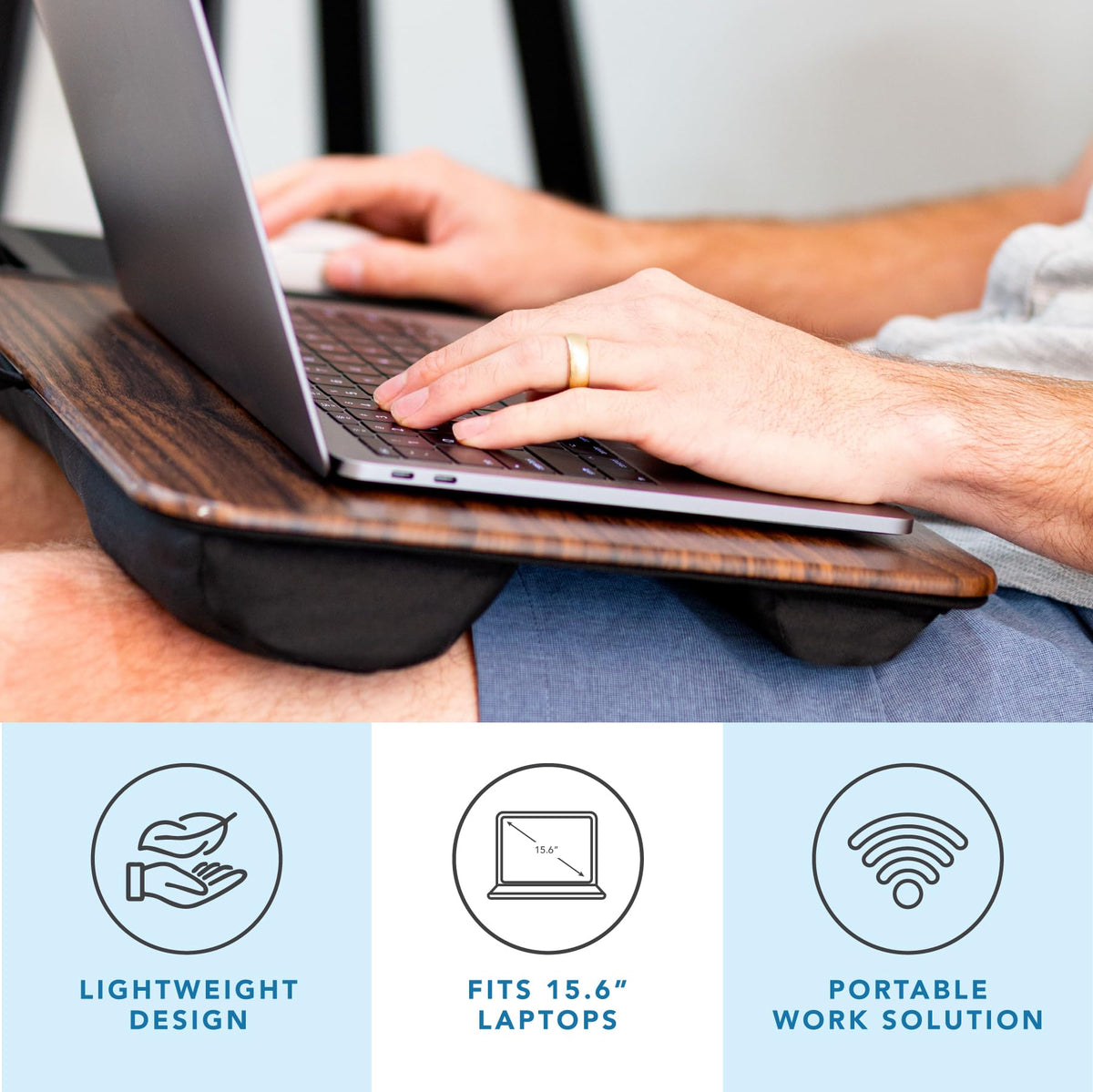 LAPGEAR Home Office Lap Desk – Black Carbon, Fits 15.6” Laptops