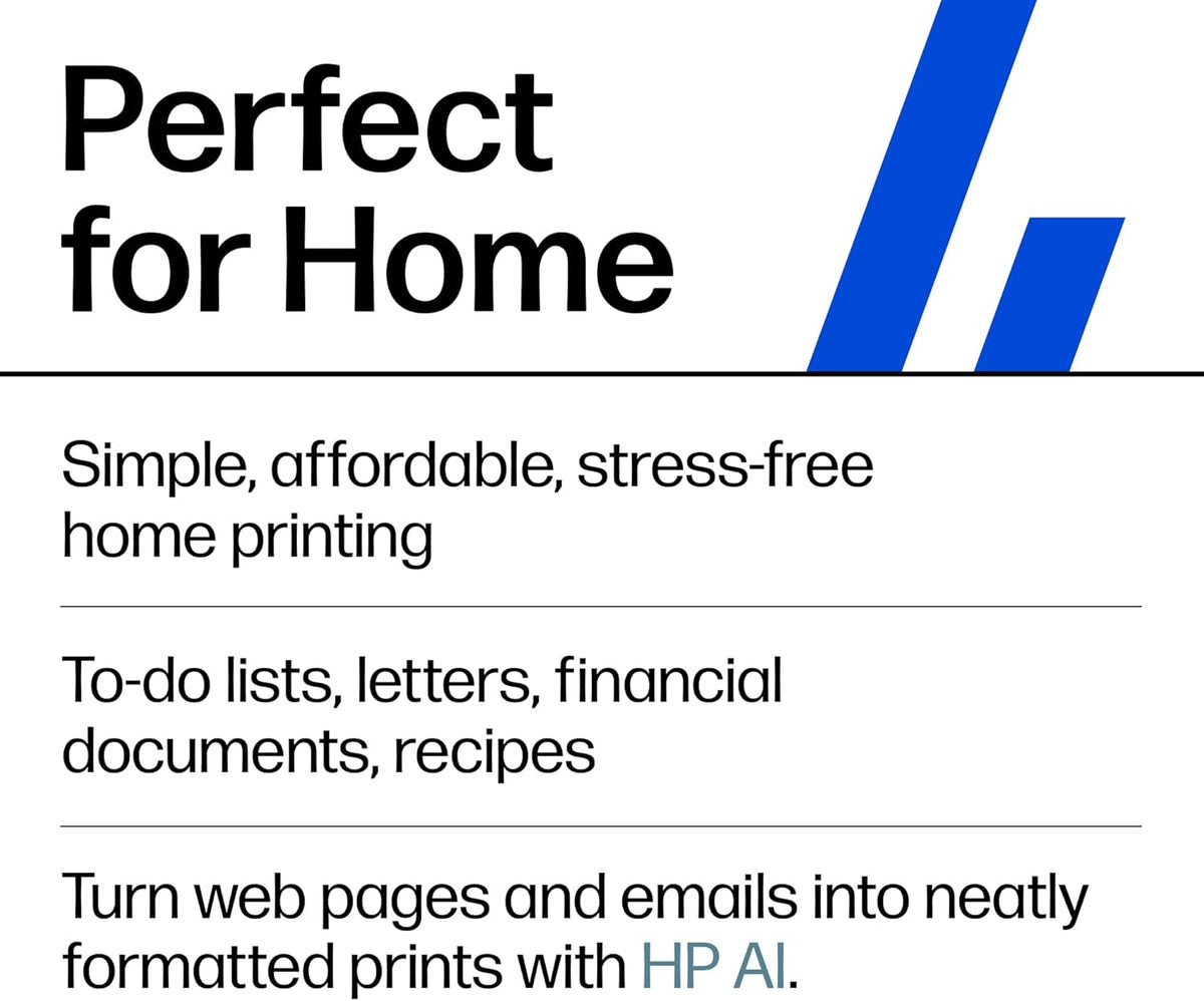 Advertisement for home printing services with text and a blue line on a white background