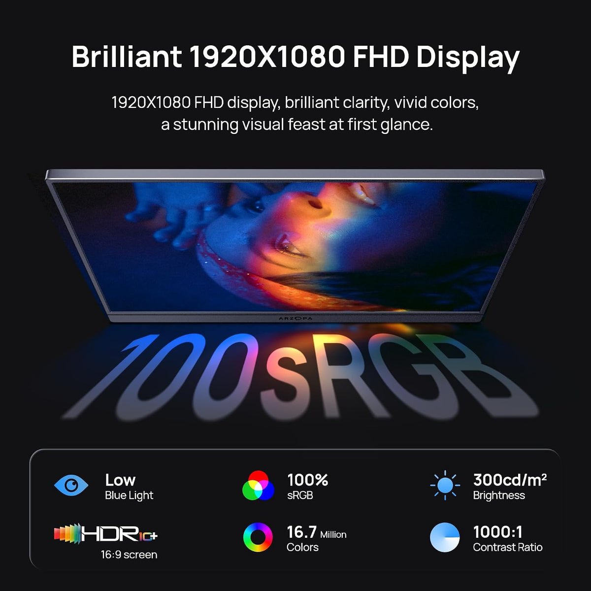 ARZOPA 16.1'' 144Hz Portable Gaming Monitor 106% sRGB - Z1FC
