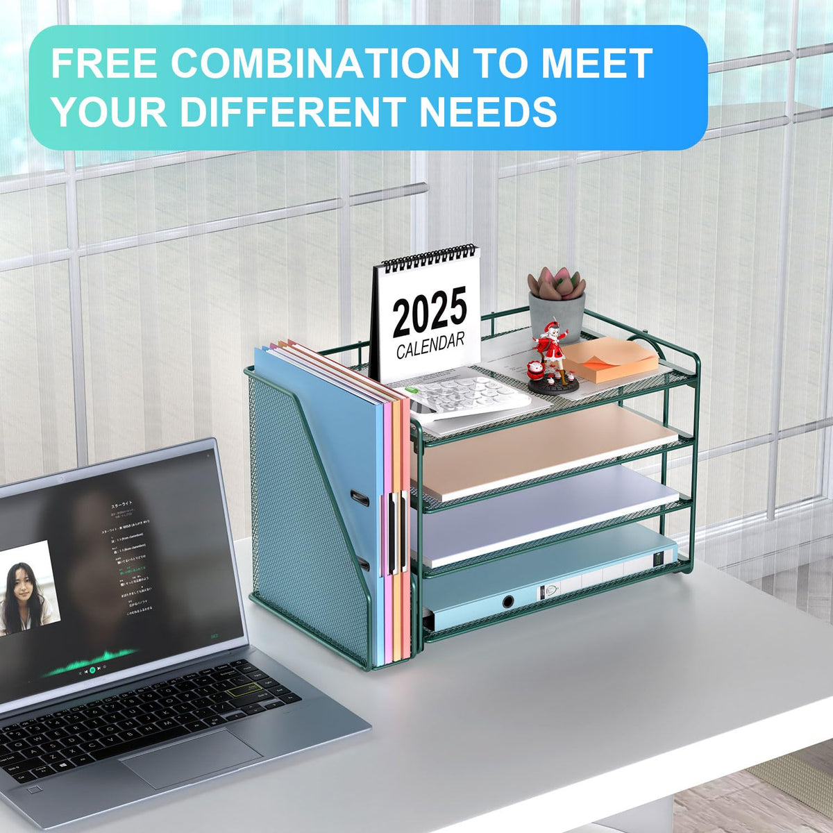 Paper Organizer With Magazine Holder | (Black, 4-Tier)