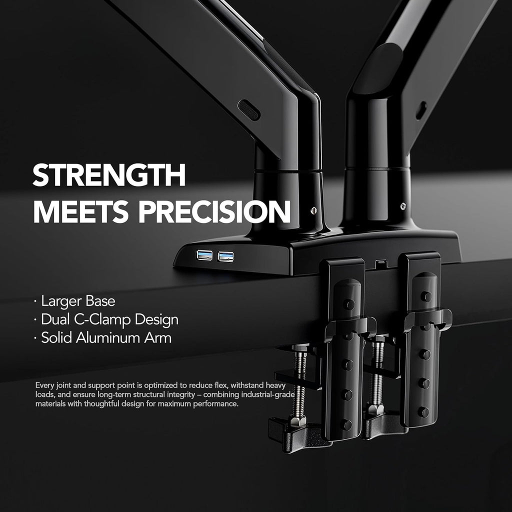 Dual Monitor Stand for 13″–40″, Premium Dual Monitor Mount with USB,
