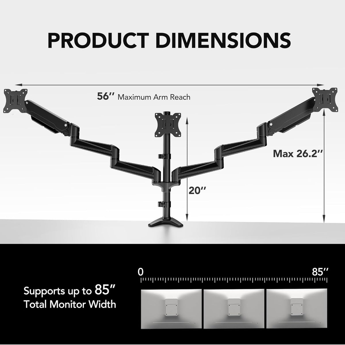 Triple Monitor Mount for 17 to 32 inch Screen