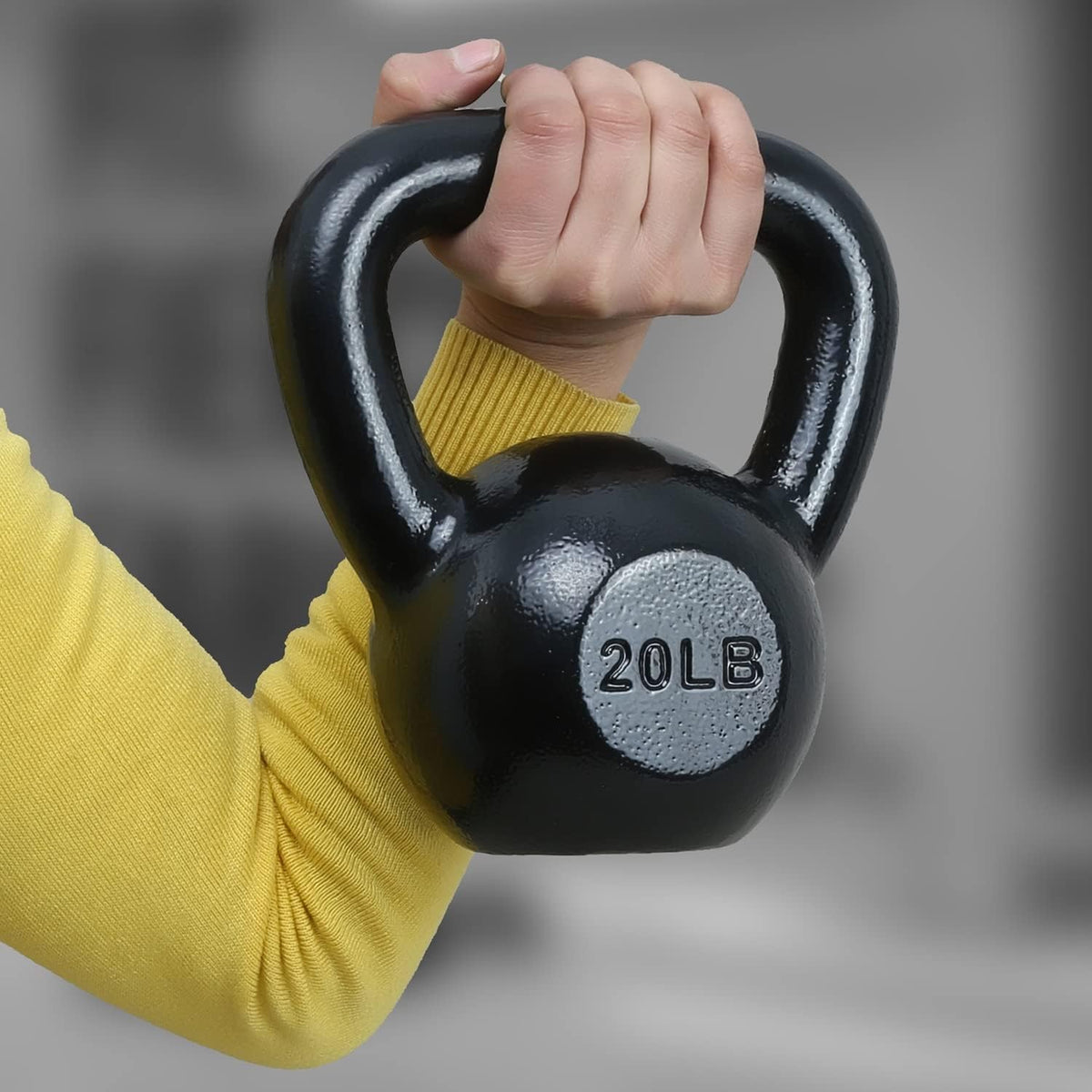 Amazon Basics Cast Iron Kettlebell for Strength Training | Black | 10lbs - 60lbs