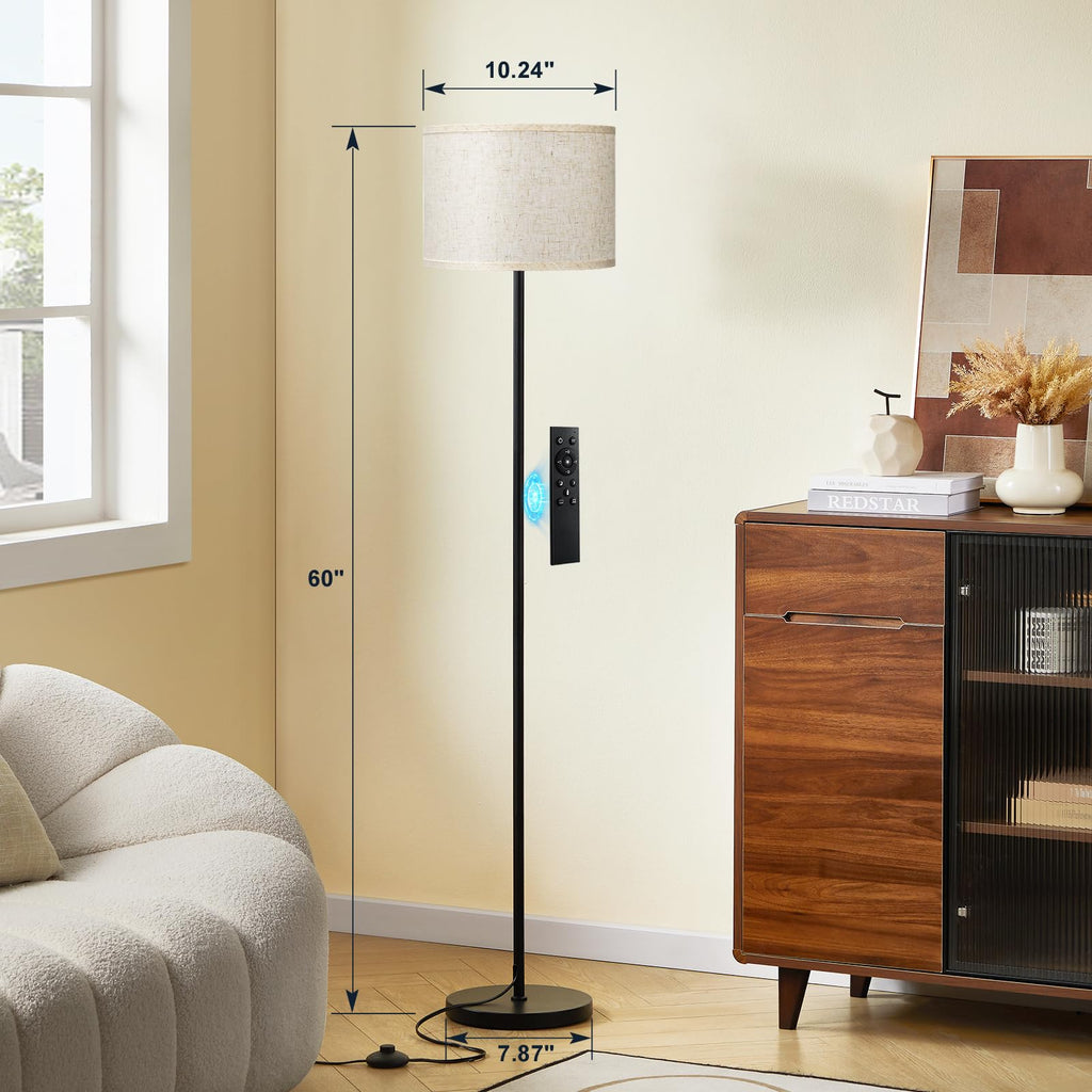Modern Floor Lamp Simple Design with White Shade & Foot Pedal Switch