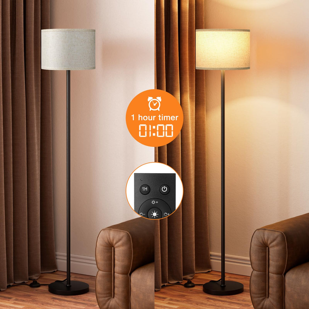 Modern Floor Lamp Simple Design with White Shade & Foot Pedal Switch