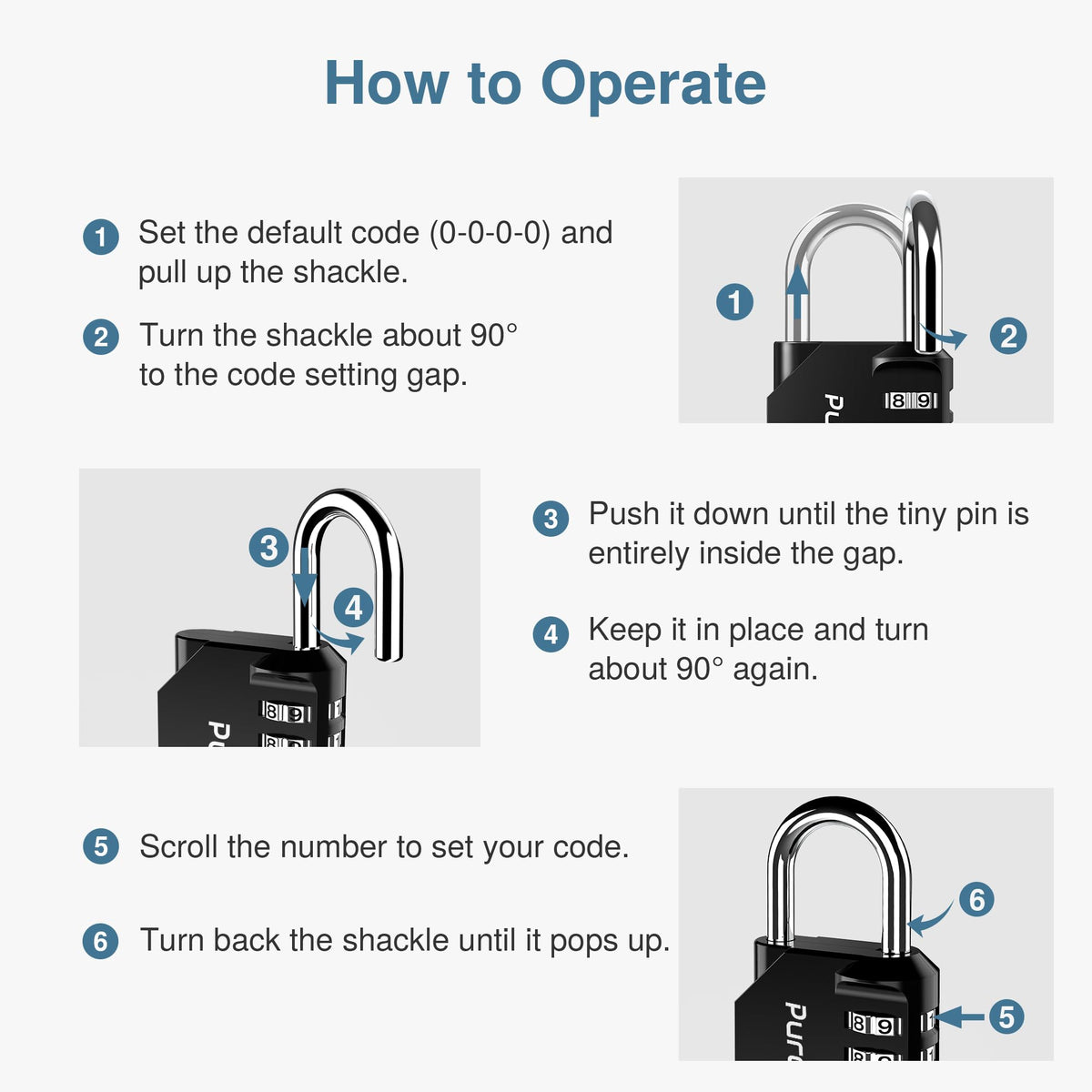 Puroma | 1 Combination Lock | 4 Digit Padlock | 2, 3, 4, & 10 Combo Packs