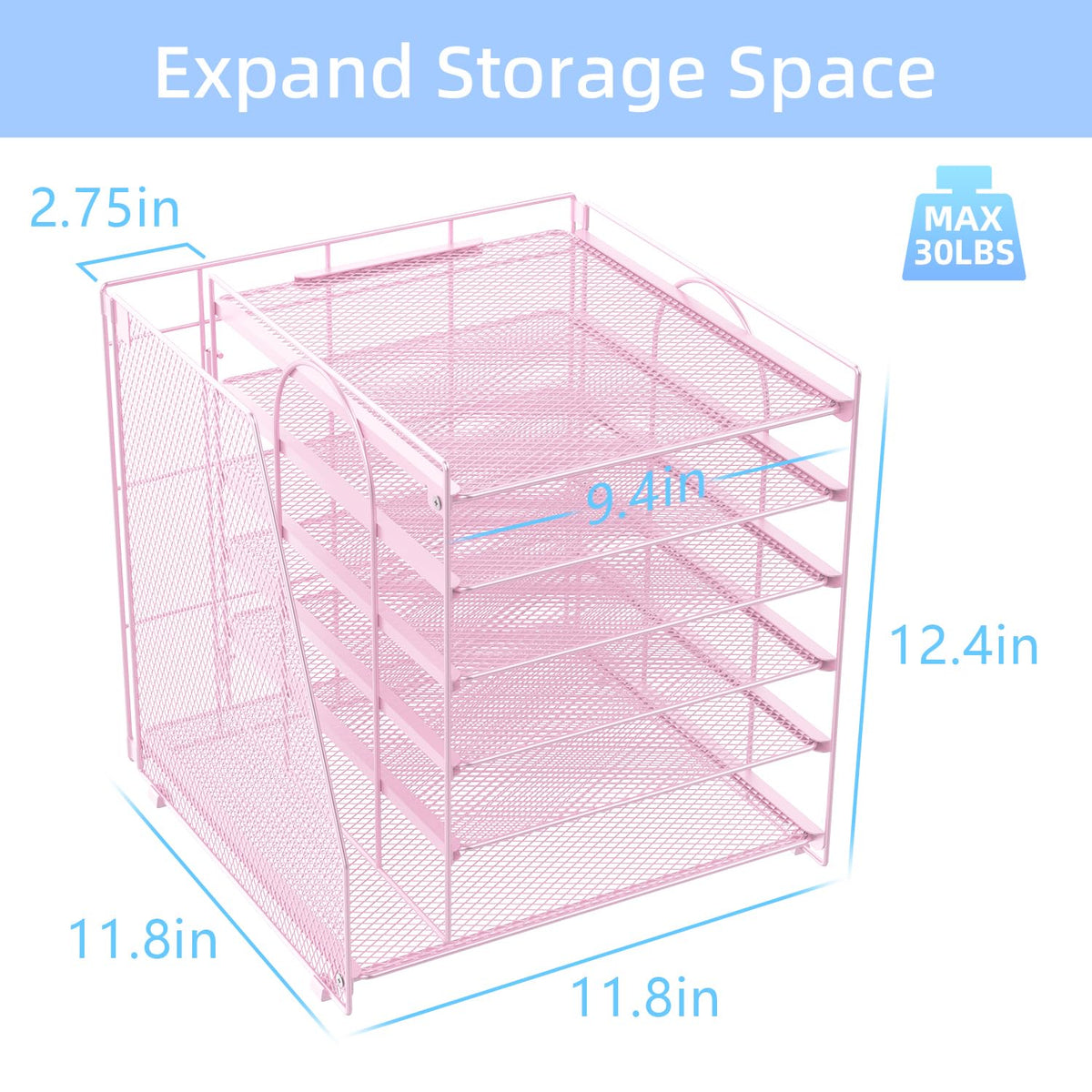 Paper Organizer With Magazine Holder | (Black, 4-Tier)
