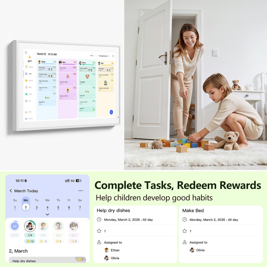 Digital Calendar, 15.6 Inch Smart Touchscreen Interactive Display