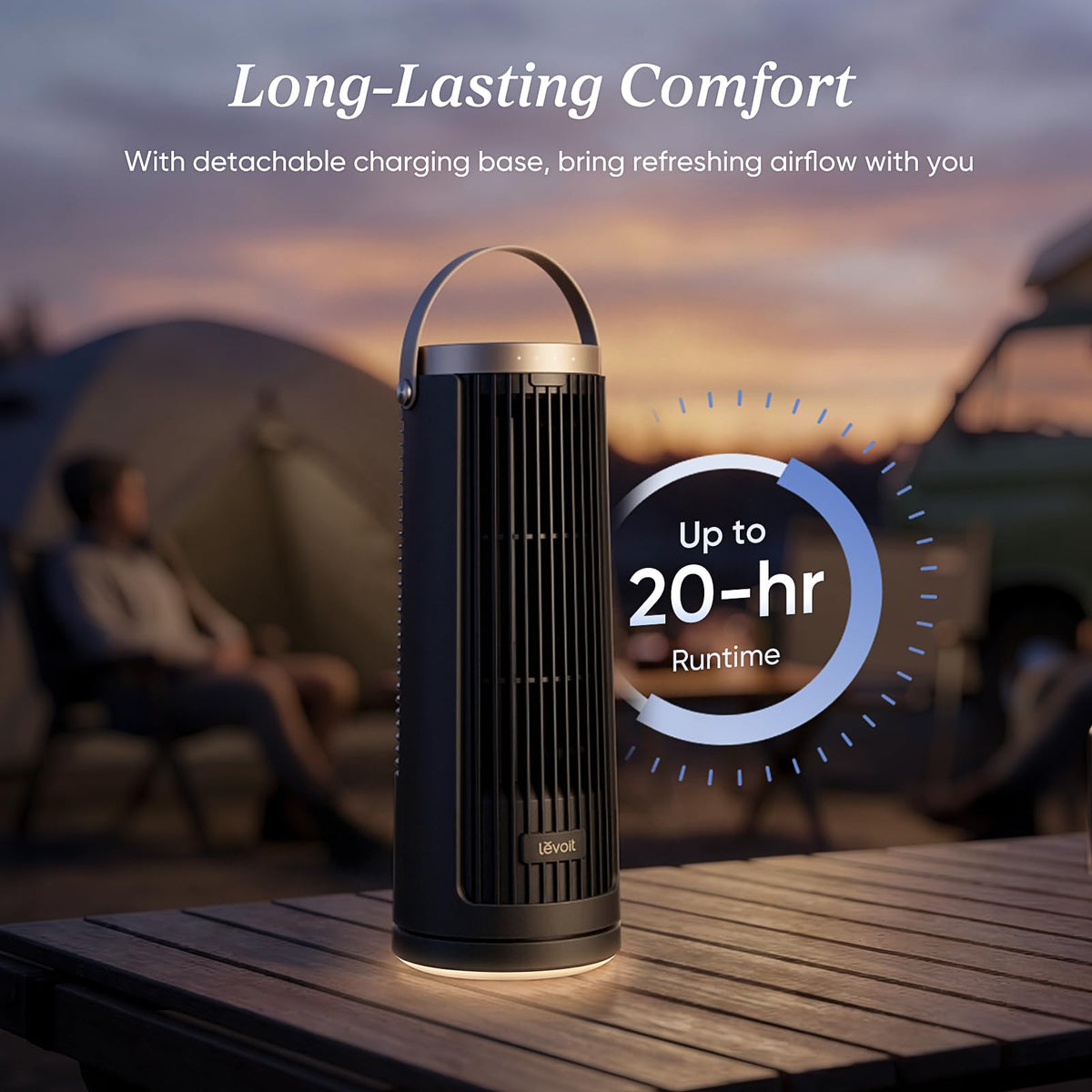 Levoit Tower Fan for Bedroom, Standing Fan with 36”-47” Adjustable Height