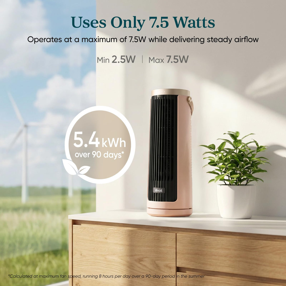 Levoit Tower Fan for Bedroom, Standing Fan with 36”-47” Adjustable Height