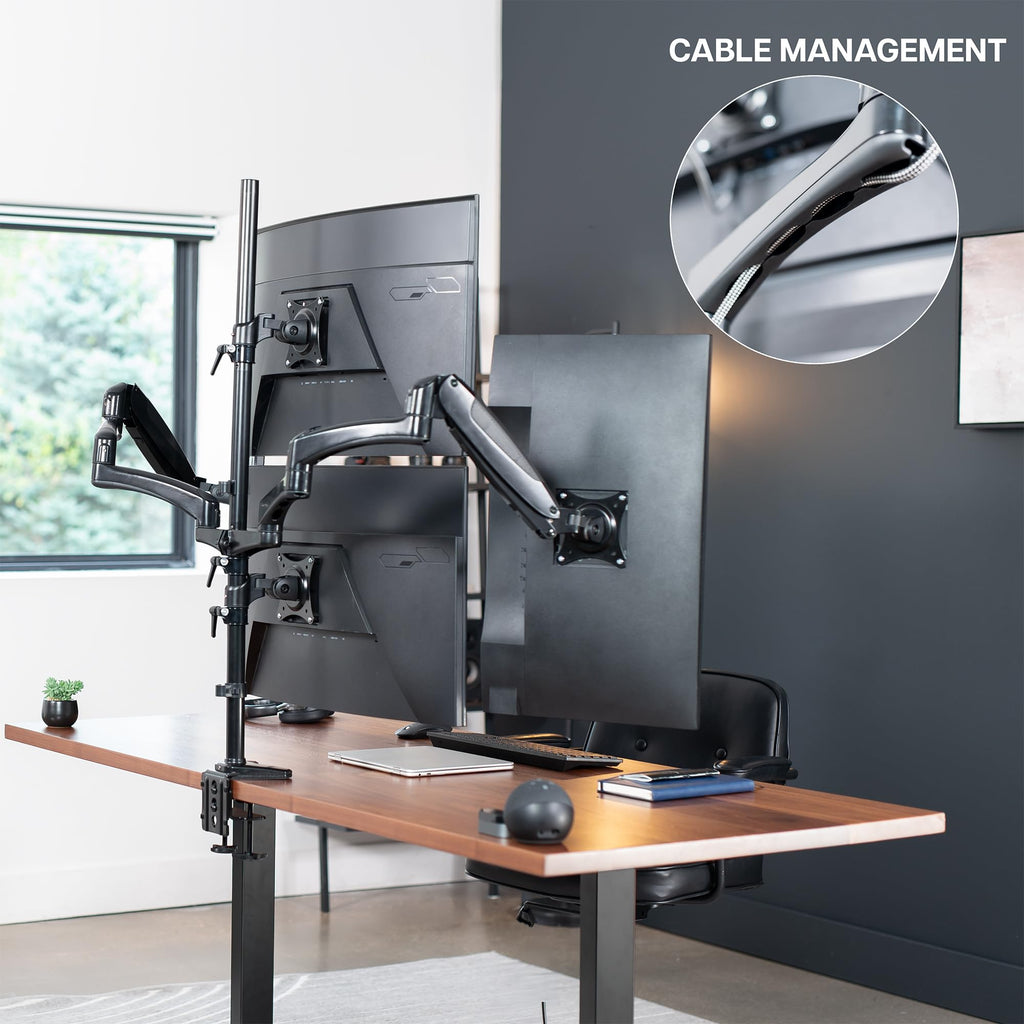Triple Pneumatic Monitor Mount for 3 Screens up to 32 inches,