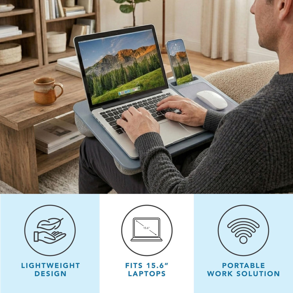 LAPGEAR Home Office Lap Desk – Black Carbon, Fits 15.6” Laptops
