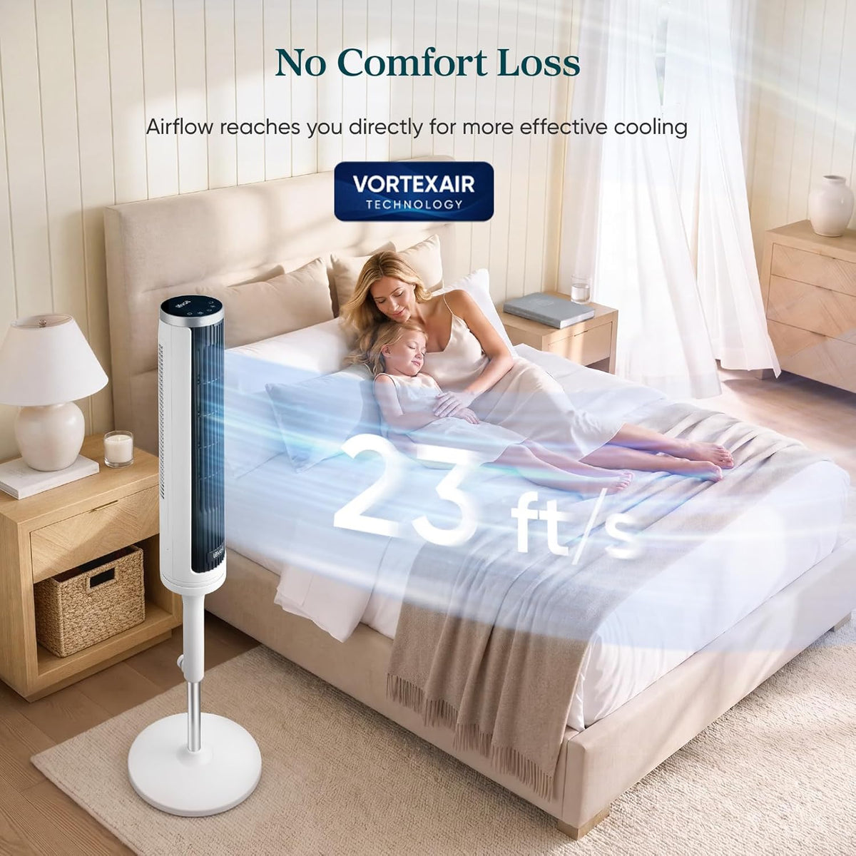 Levoit Tower Fan for Bedroom, Standing Fan with 36”-47” Adjustable Height