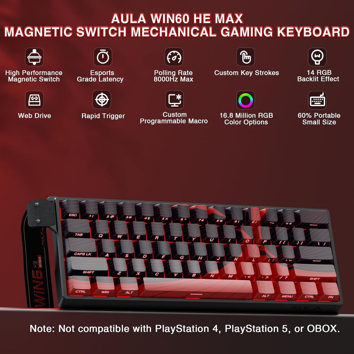 Mechanical Gaming Keyboard Wired, Magnetic Switches Hot Swappable