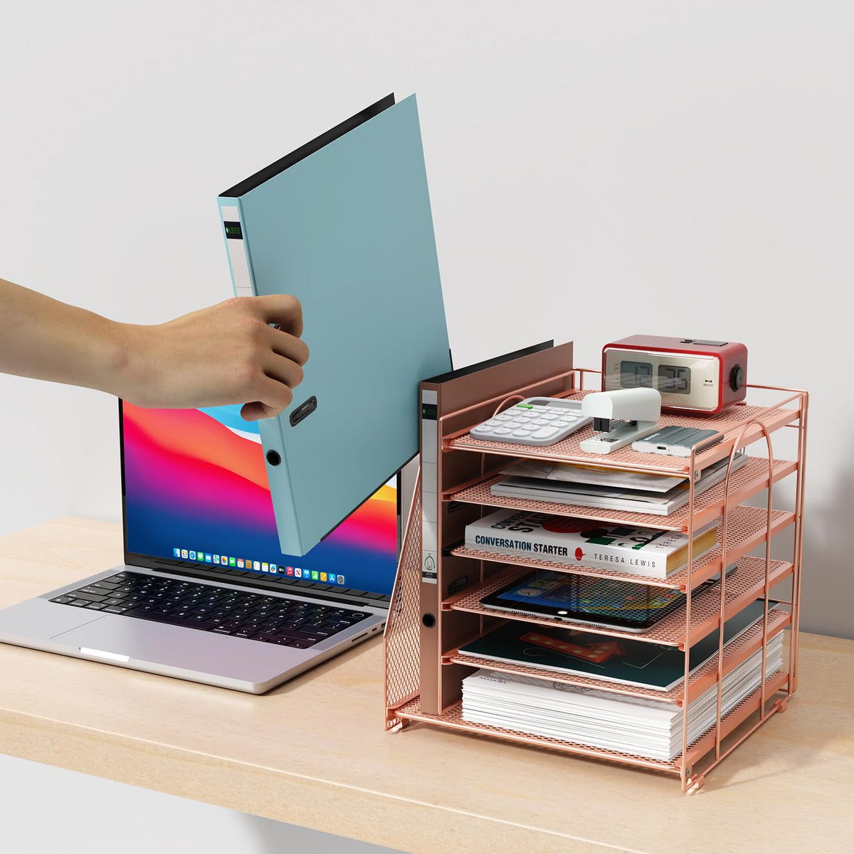 Paper Organizer With Magazine Holder | (Black, 4-Tier)