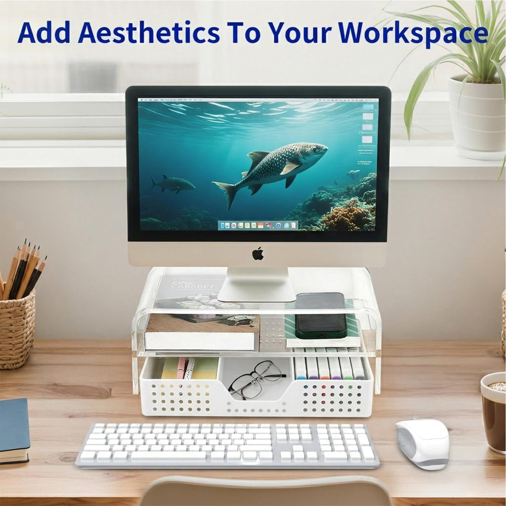 Desk Organizer and Accessories, 2-Tier Computer Monitor Stand Black