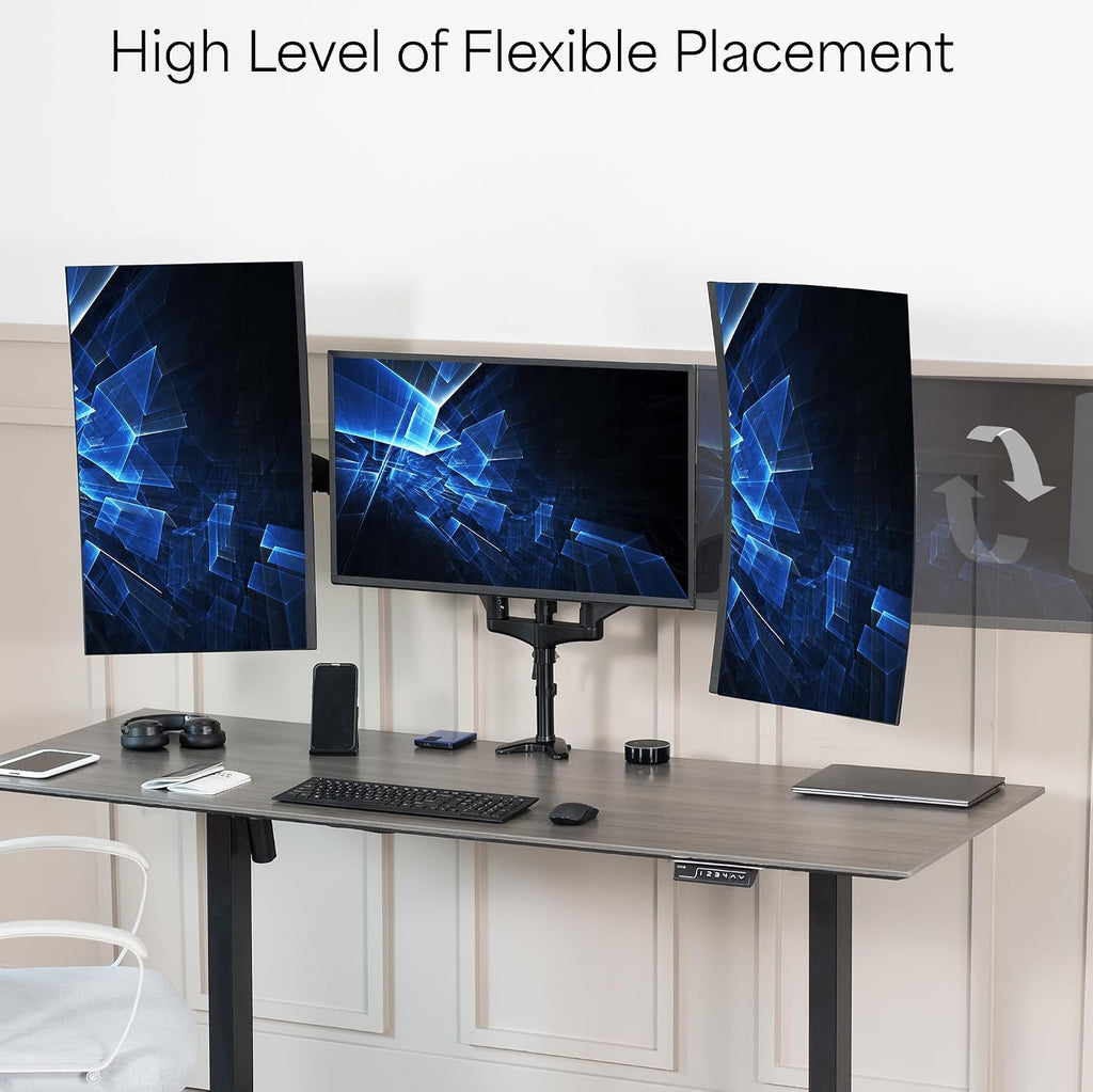 Triple Pneumatic Monitor Mount for 3 Screens up to 32 inches,