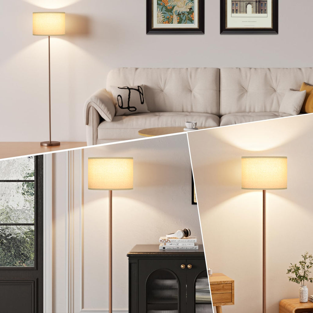 Modern Floor Lamp Simple Design with White Shade & Foot Pedal Switch
