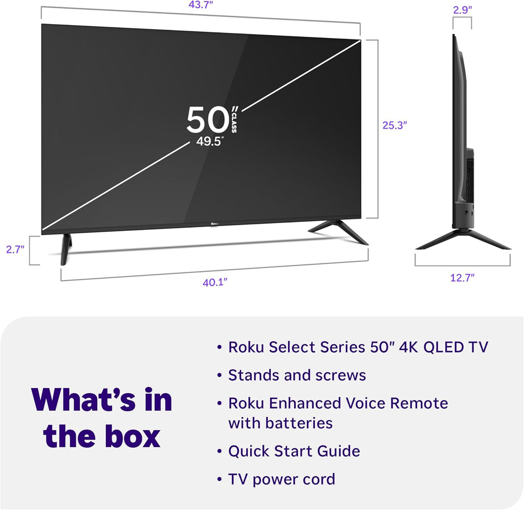 Roku 50-Inch 4K QLED Smart TV with Voice Remote 2026