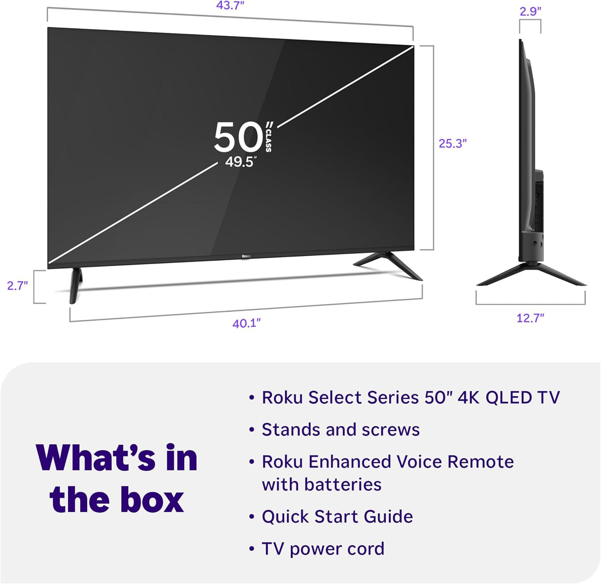 Roku 50-Inch 4K QLED Smart TV with Voice Remote 2026