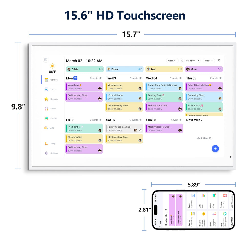 Digital Calendar, 15.6 Inch Smart Touchscreen Interactive Display