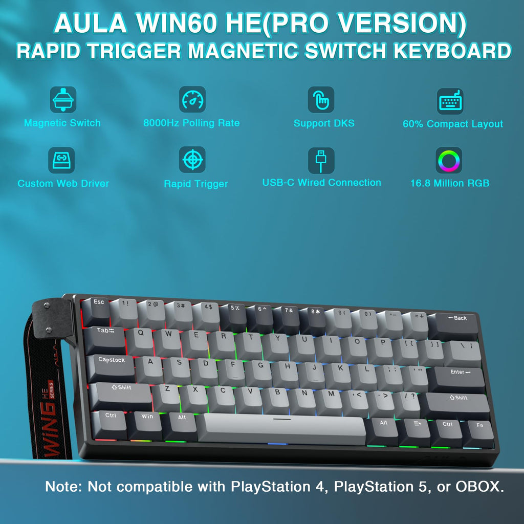 Mechanical Gaming Keyboard Wired, Magnetic Switches Hot Swappable
