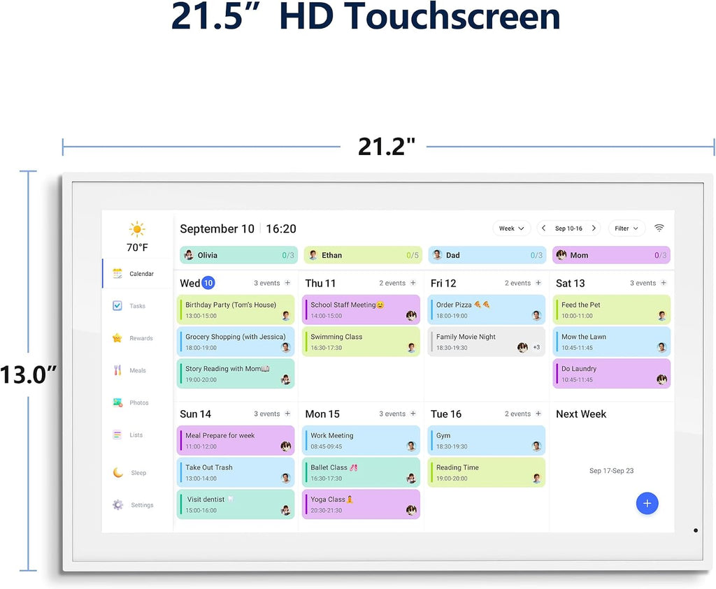 Digital Calendar, 21.5 Inch Touchscreen Display