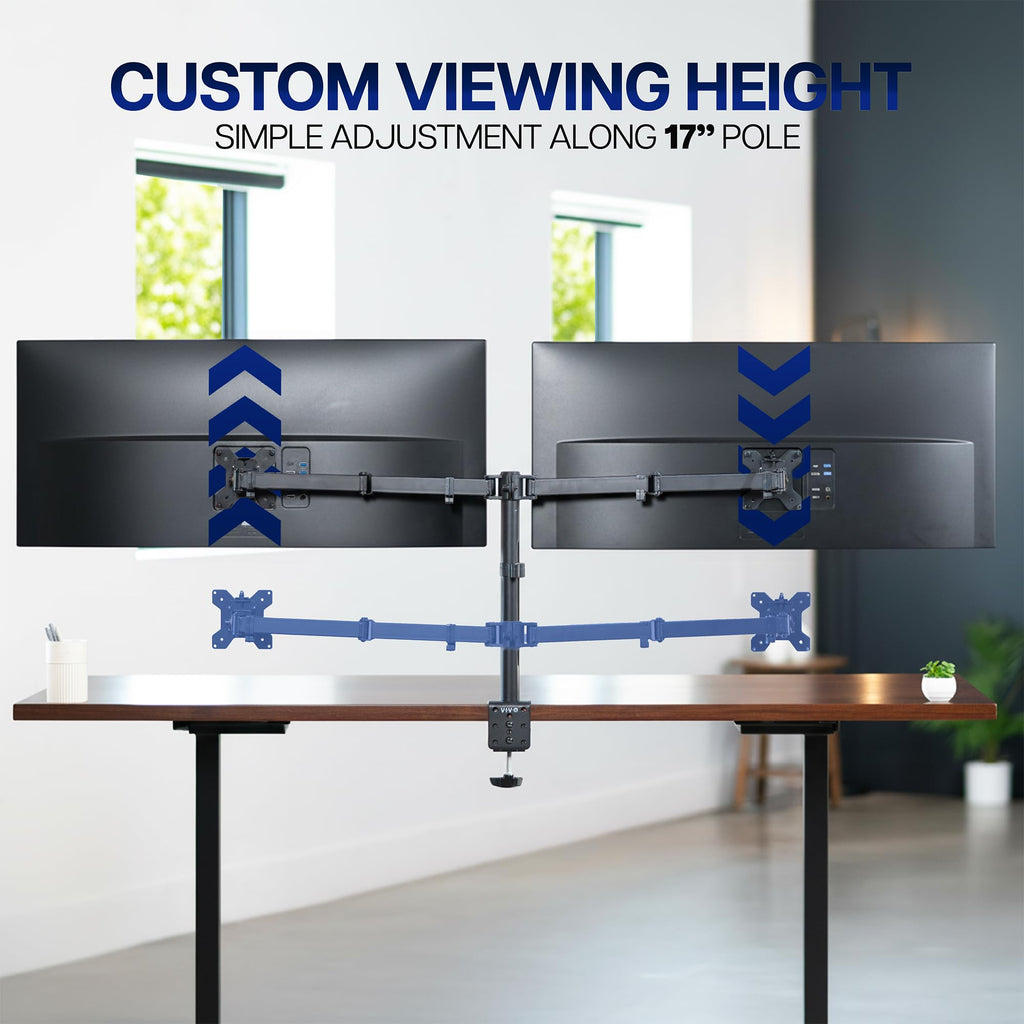 Dual Monitor Desk Mount, Holds 2 Computer Screens up to 30 inches