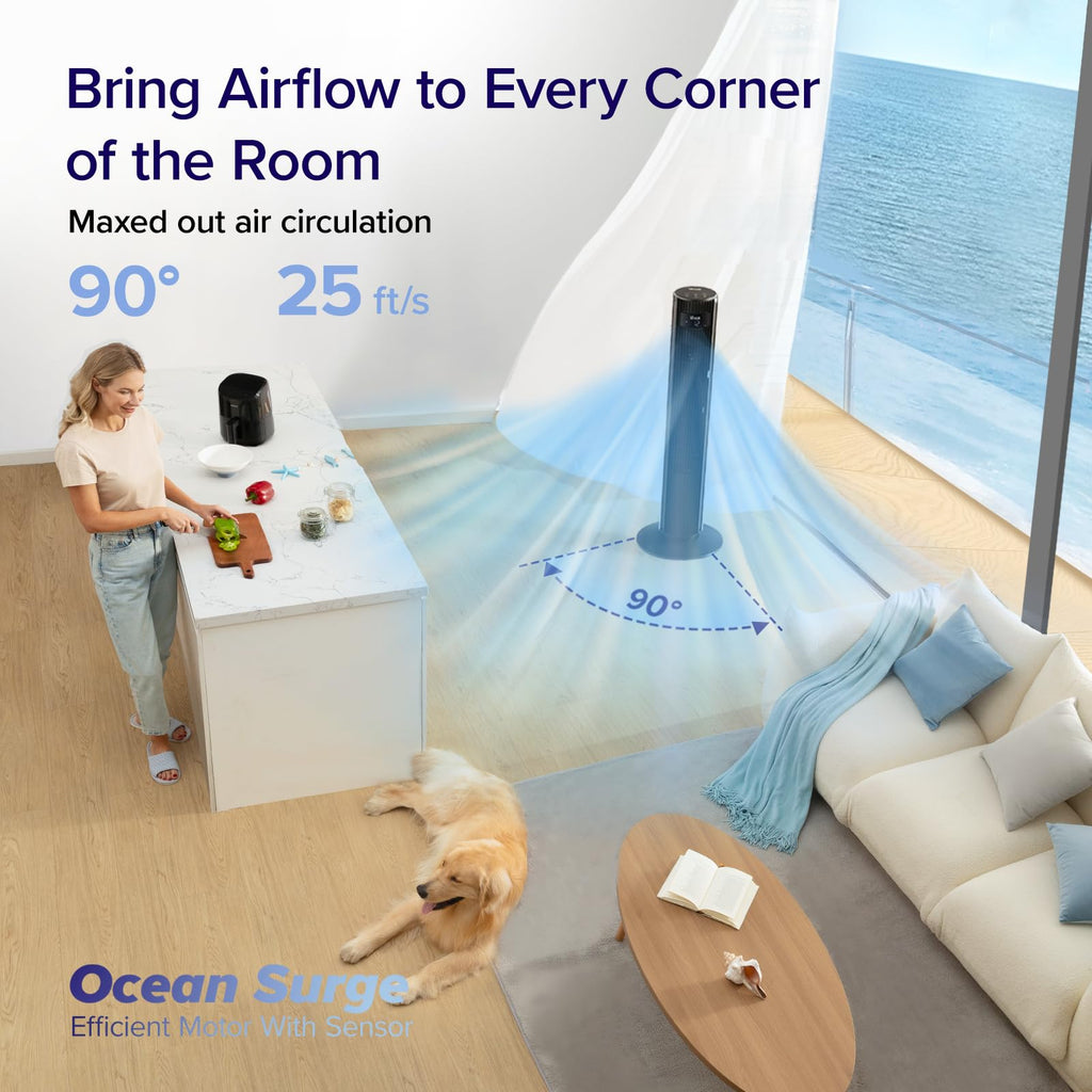 Levoit Tower Fan for Bedroom, Standing Fan with 36”-47” Adjustable Height