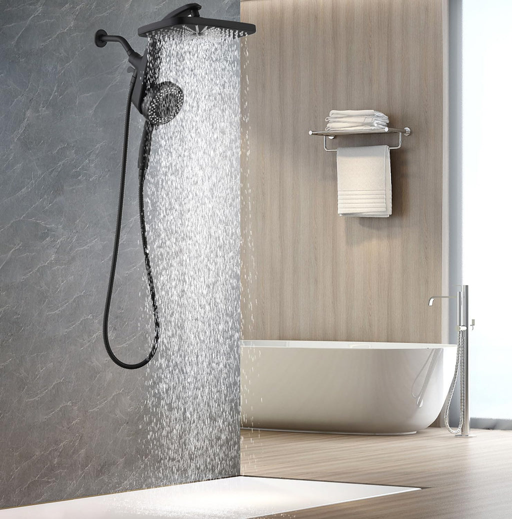 Shower Head with Rainfall Patter | Handheld Showerhead | Black | 1.8GPM