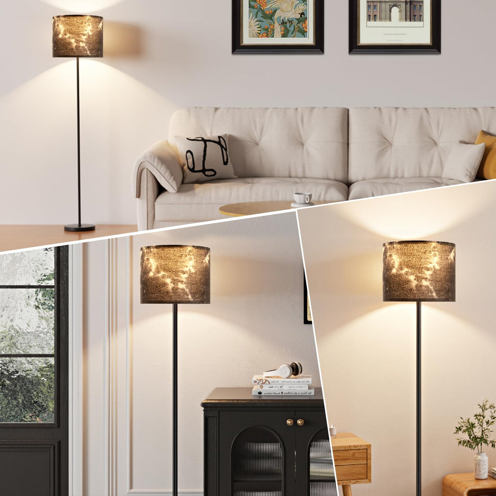 Modern Floor Lamp Simple Design with White Shade & Foot Pedal Switch