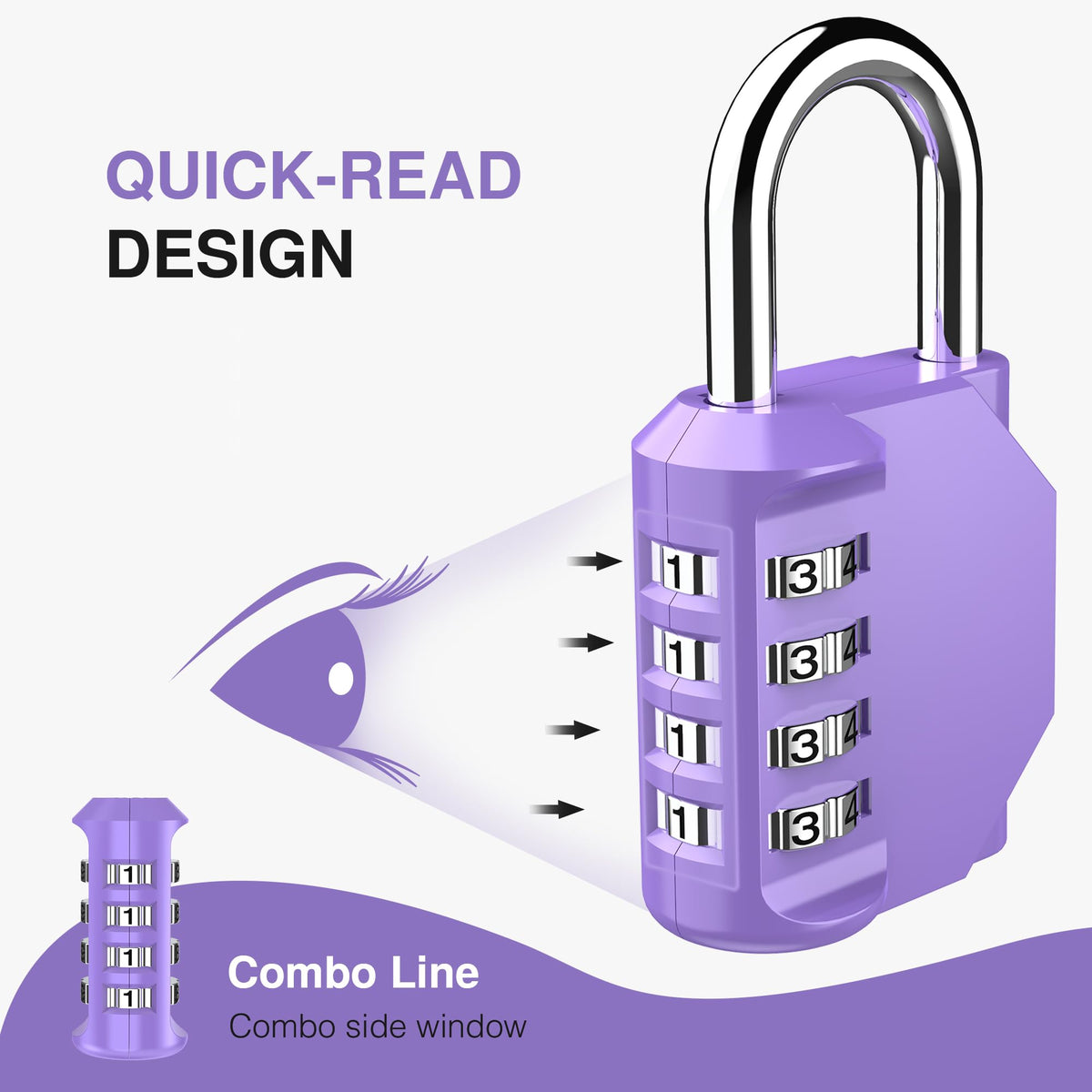 Puroma | 1 Combination Lock | 4 Digit Padlock | 2, 3, 4, & 10 Combo Packs