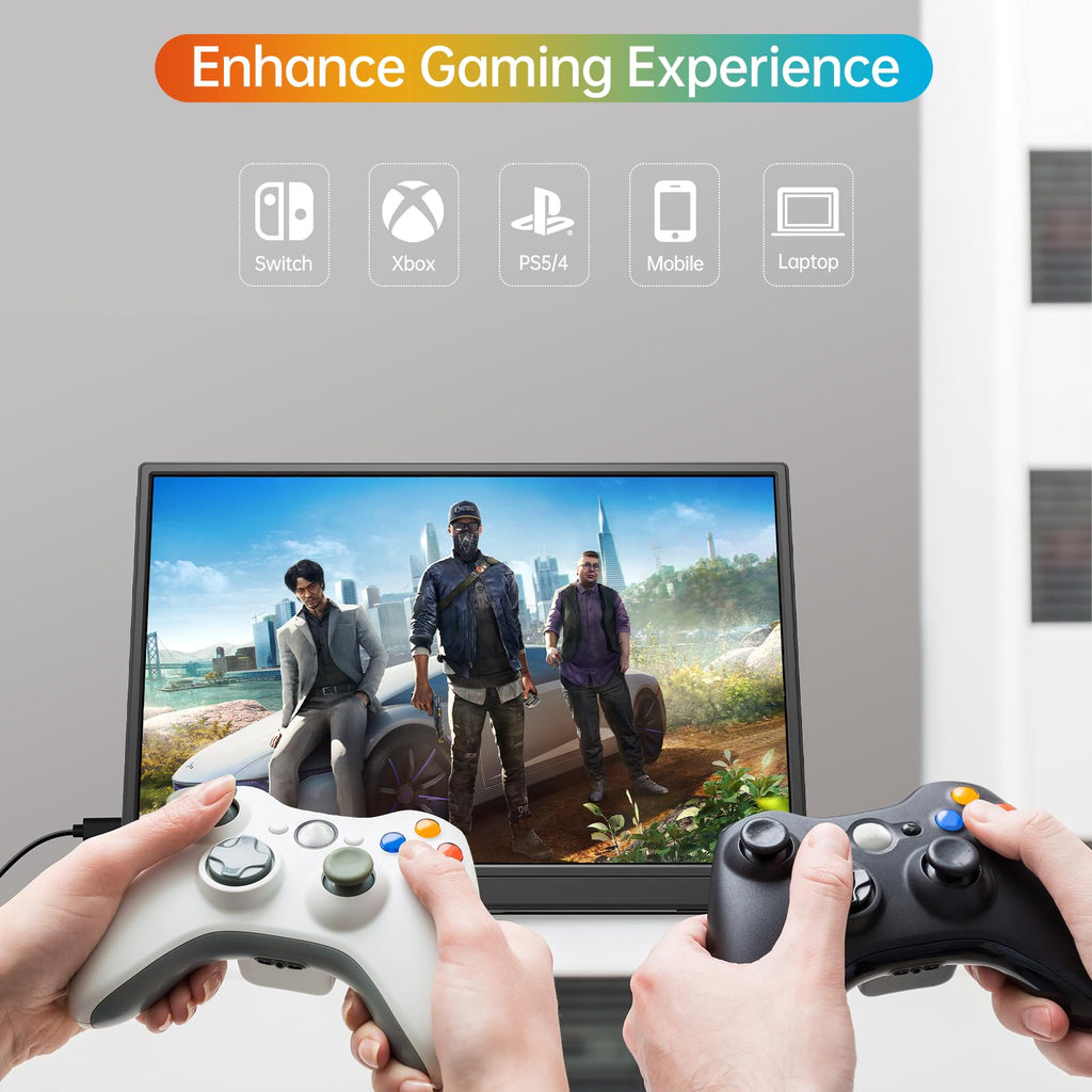 ForHelp 15.6inch Portable Monitor,1080P USB-C HDMI Second External Monitor for Laptop,PC,Mac Phone,PS,Xbox,Swich,IPS Ultra-Thin Zero Frame Gaming Display/Premium Smart Cover