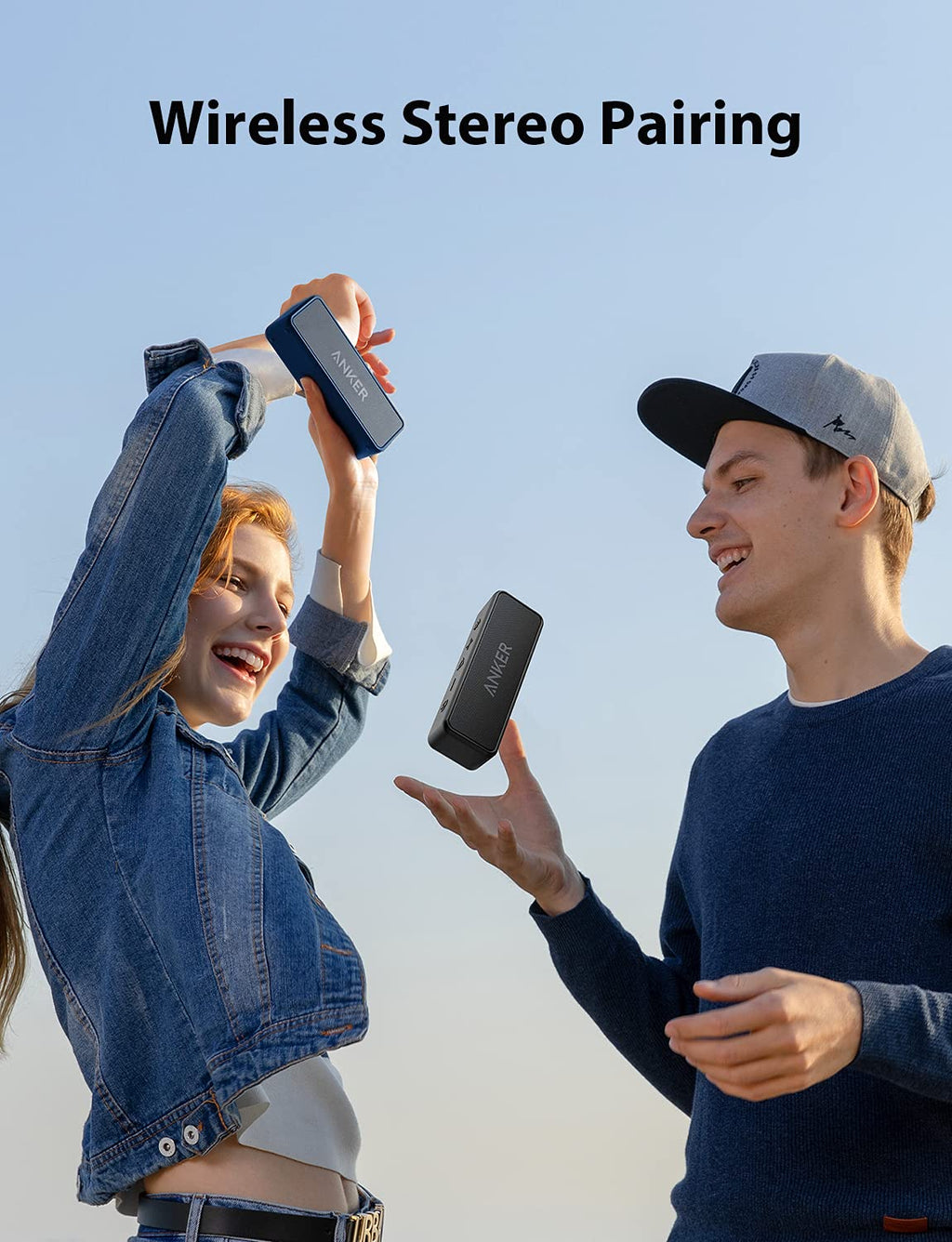 Anker soundcore 2 Portable Bluetooth Speaker, Stereo Sound, IPX7