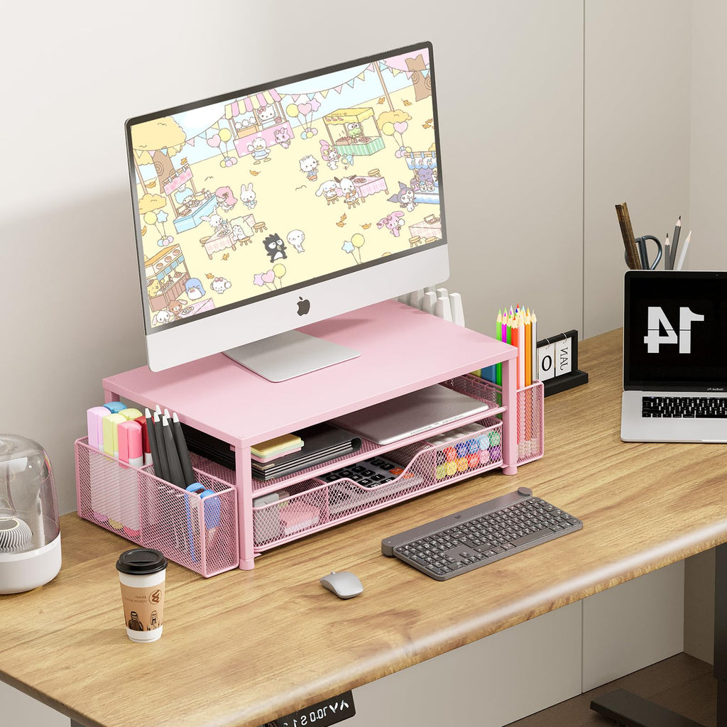 Desk Organizer and Accessories, 2-Tier Computer Monitor Stand Black
