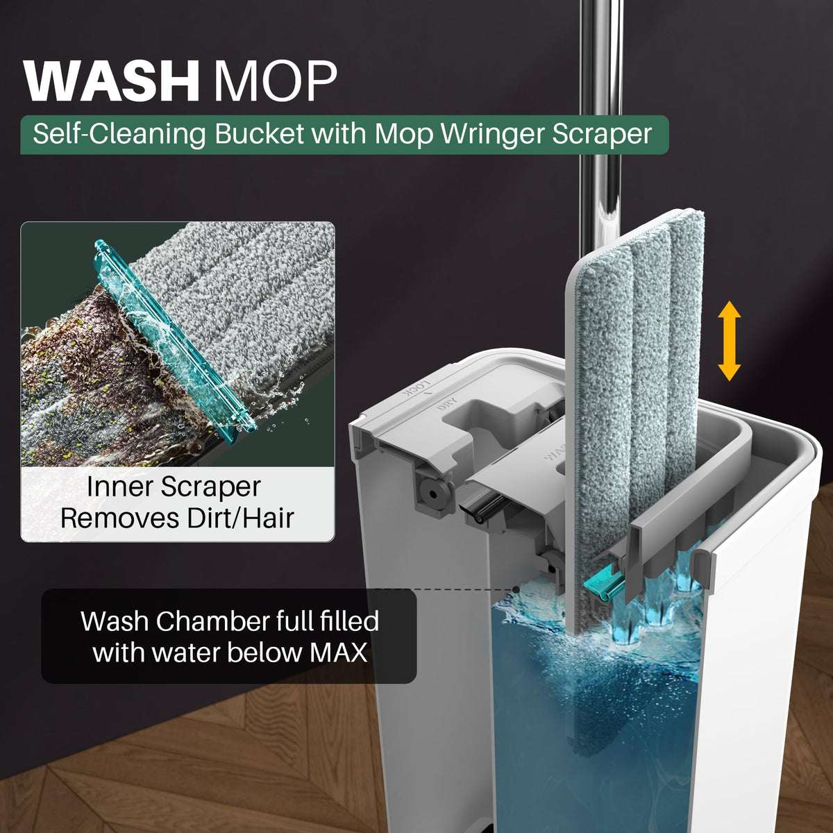 White Flat Mop and Bucket Set