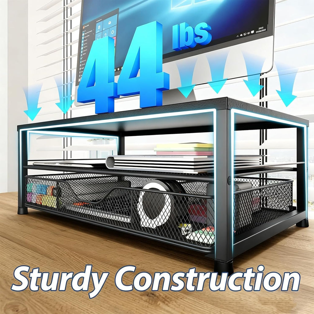 Desk Organizer and Accessories, 2-Tier Computer Monitor Stand Black