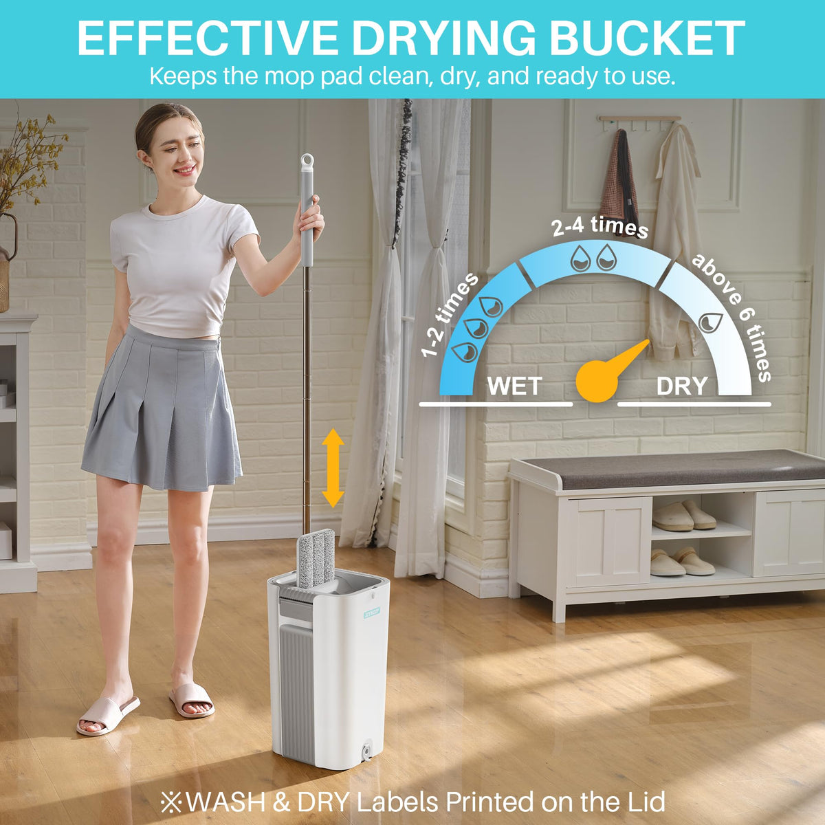 White Flat Mop and Bucket Set